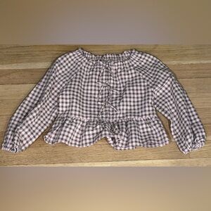 Zara Plaid Gingham Ruffle Girls Top 7